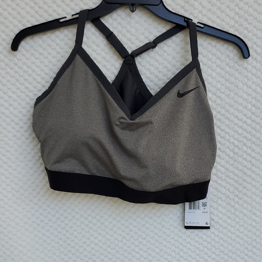 Nike Shimmery Gray Strappy Sports Bra with Black Band